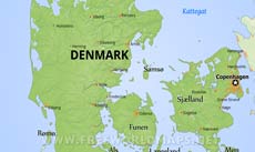 Physical map of Denmark