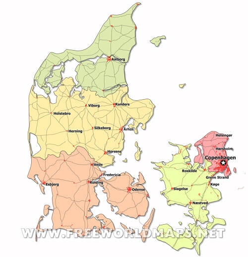 Denmark roads map