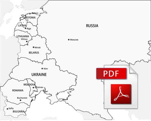 A4 PDF map of Eastern Europe b&w