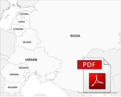 A4 PDF map of Eastern Europe with countries