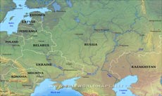 Physical map of Eastern Europe
