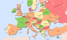 Editable map of Europe