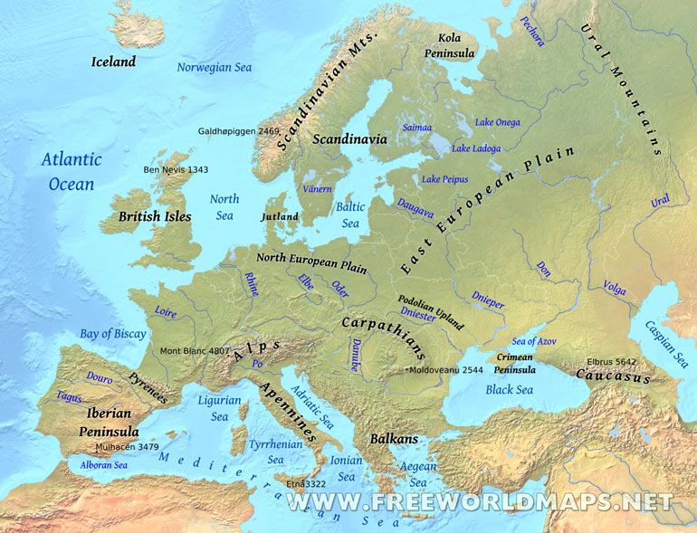 Europe Physical Map