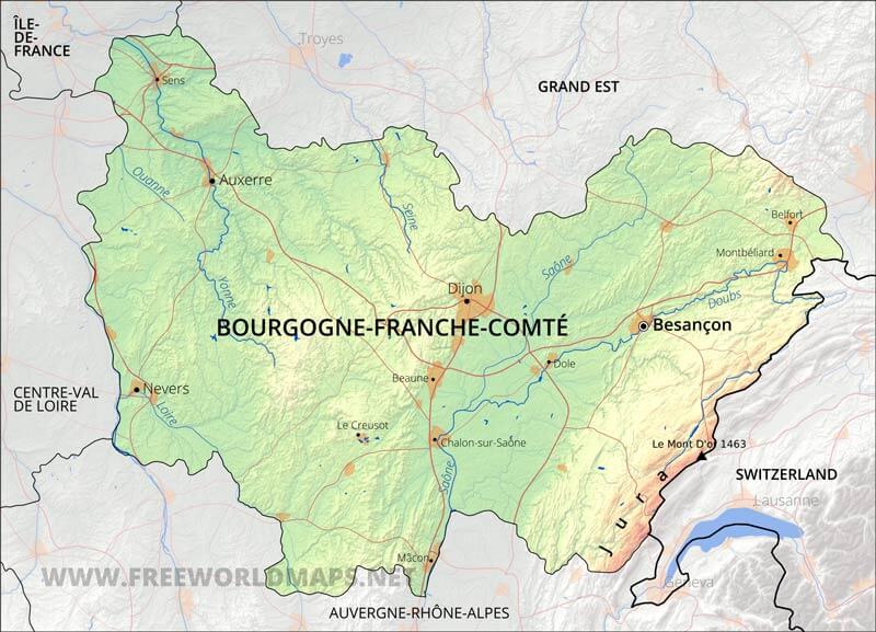 Bourgogne-Franche-Comté map