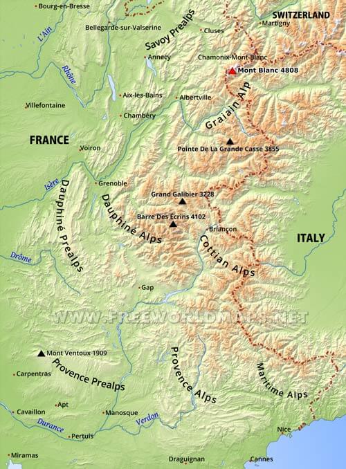 French Alps map French Alps map