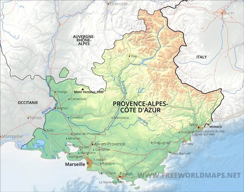 Provence-Alpes-Côte d'Azur map