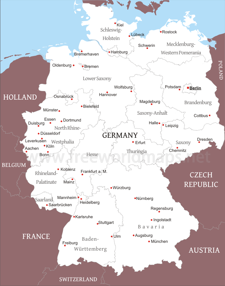 Germany Political Map Germany Political Map