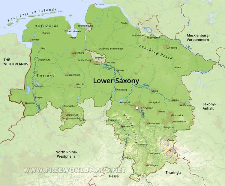 Lower Saxony map Lower Saxony map