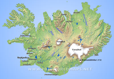 Iceland physical map