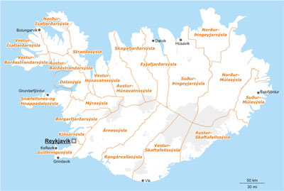 Iceland political map