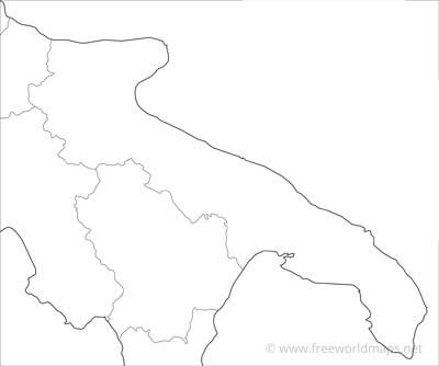 Apulia printable HD outline map Apulia printable HD outline map
