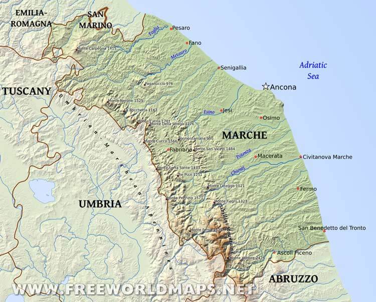 Marche map Marche map