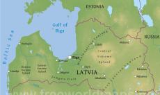 Physical map of Latvia