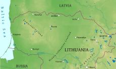 Physical map of Lithuania