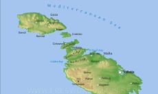 Physical map of Malta Physical map of Malta