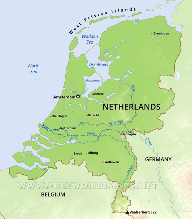 The Netherlands Physical Map The Netherlands Physical Map