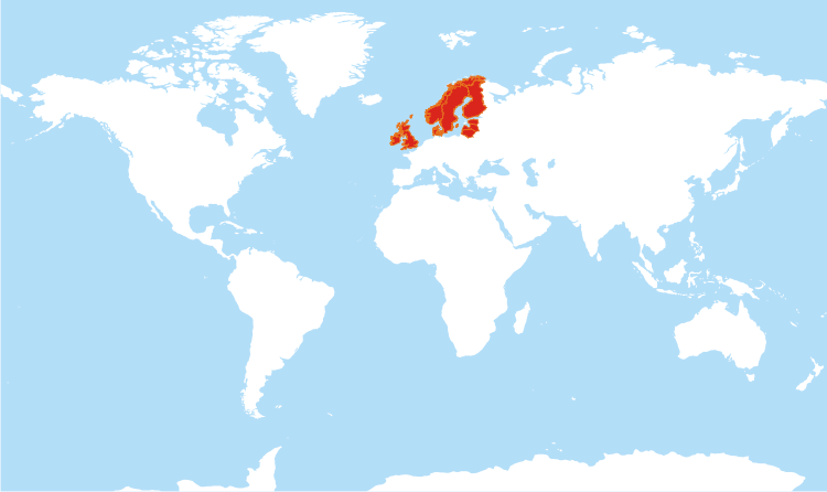 World map Northern Europe highlighted