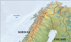 Physical map of Norway Physical map of Norway