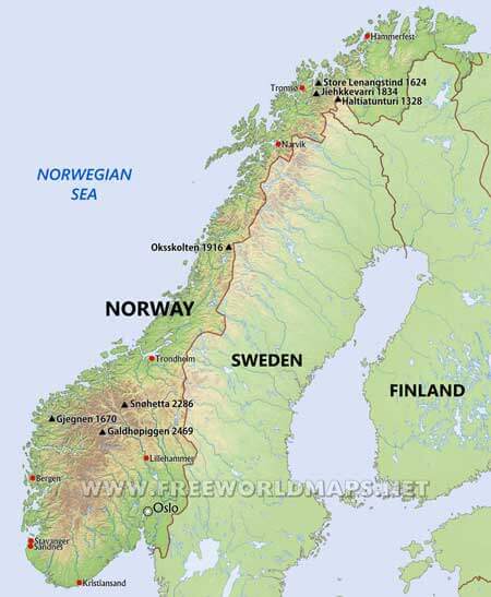 Norway physical map