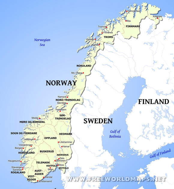 Norway Political Map, Administrative divisions of Norway Norway Political Map, Administrative divisions of Norway