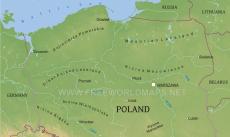 Physical map of Poland