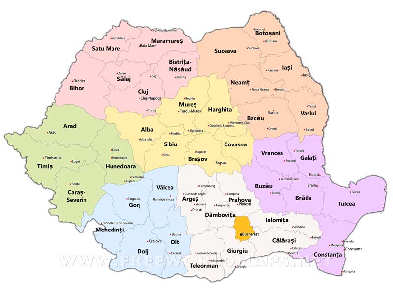Romania Political Map Romania Political Map