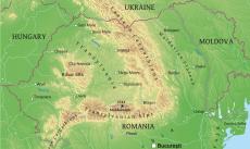Physical map of Romania