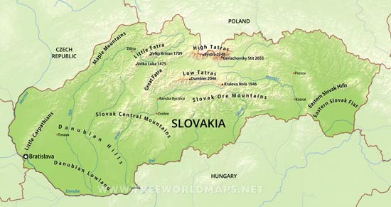 Slovakia physical map