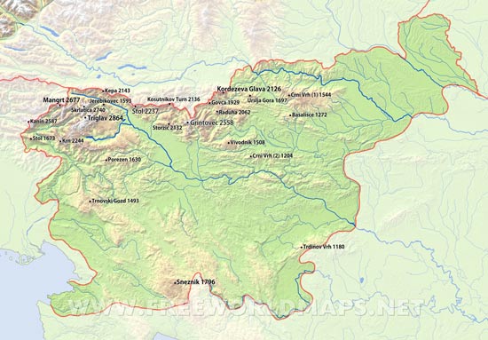 Slovenia peaks and mountains