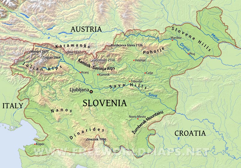 Slovenia Physical Map