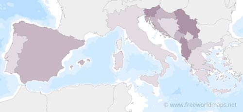 Southern Europe blank hd map