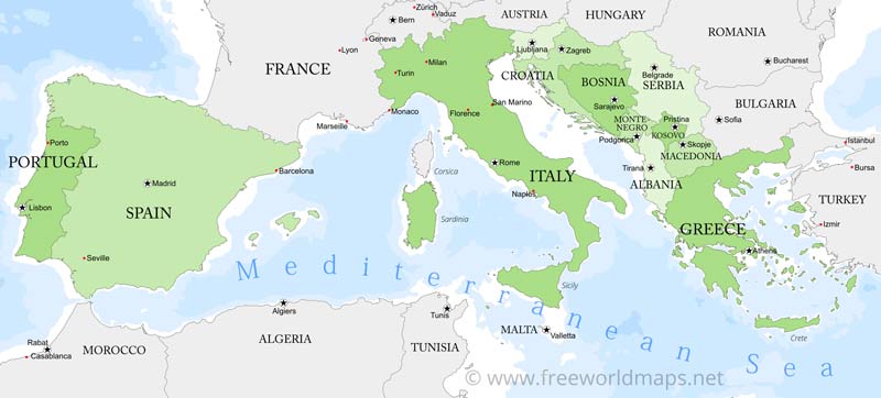 Southern Europe map