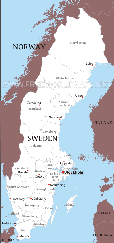 Sweden Political Map Sweden Political Map