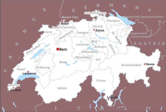 Switzerland political map Switzerland political map