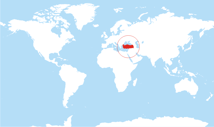 World map Turkey highlighted World map Turkey highlighted