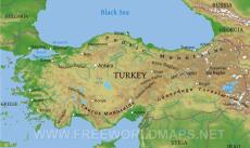 Physical map of Turkey Physical map of Turkey
