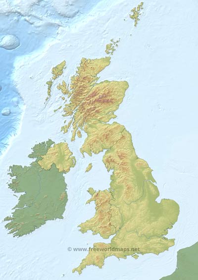 UK blank relief map UK blank relief map