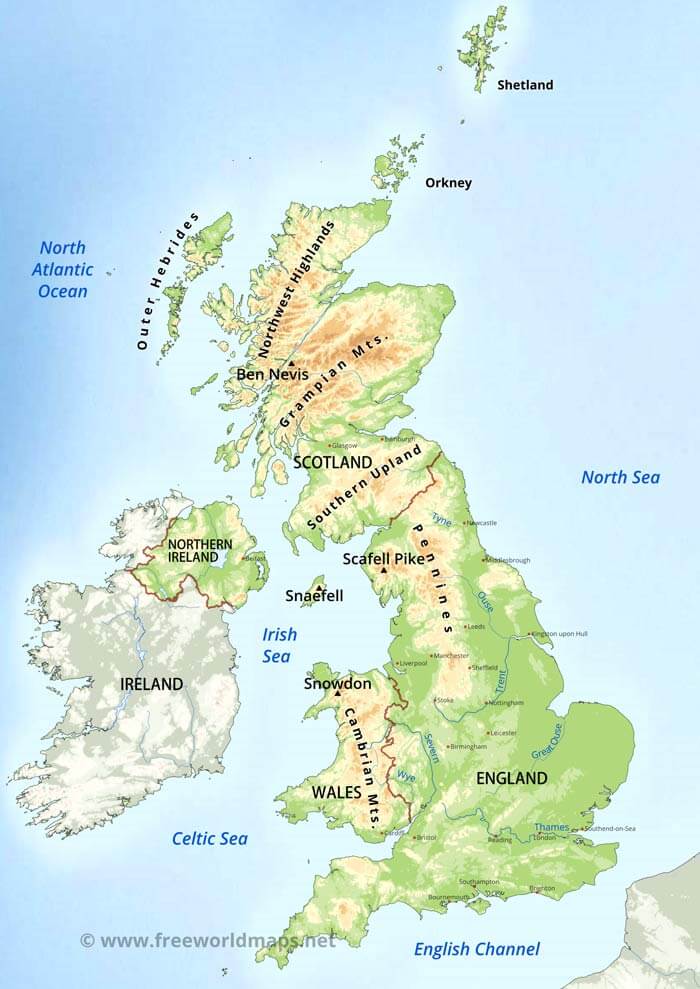 United Kingdom Physical Map United Kingdom Physical Map