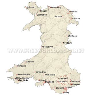 Wales political map Wales political map