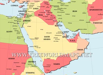 Detailed Middle East map