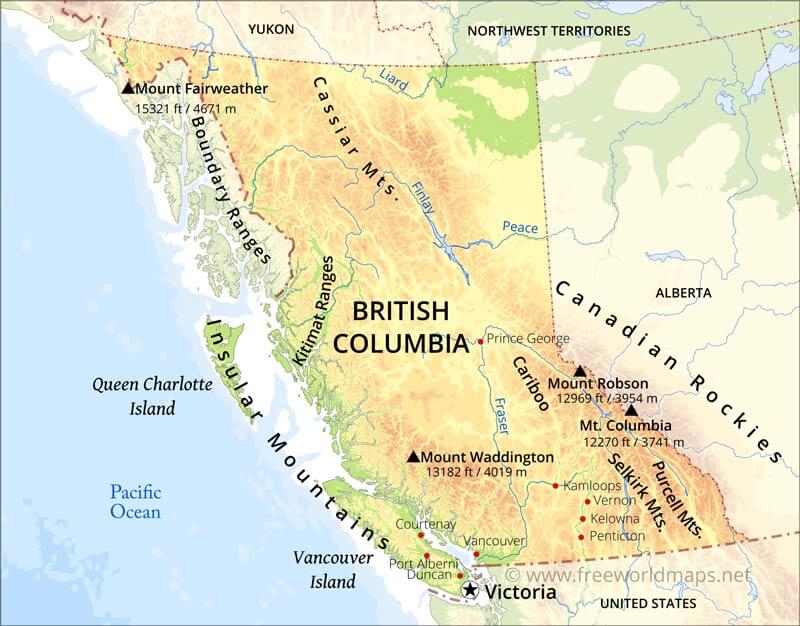 British Columbia map