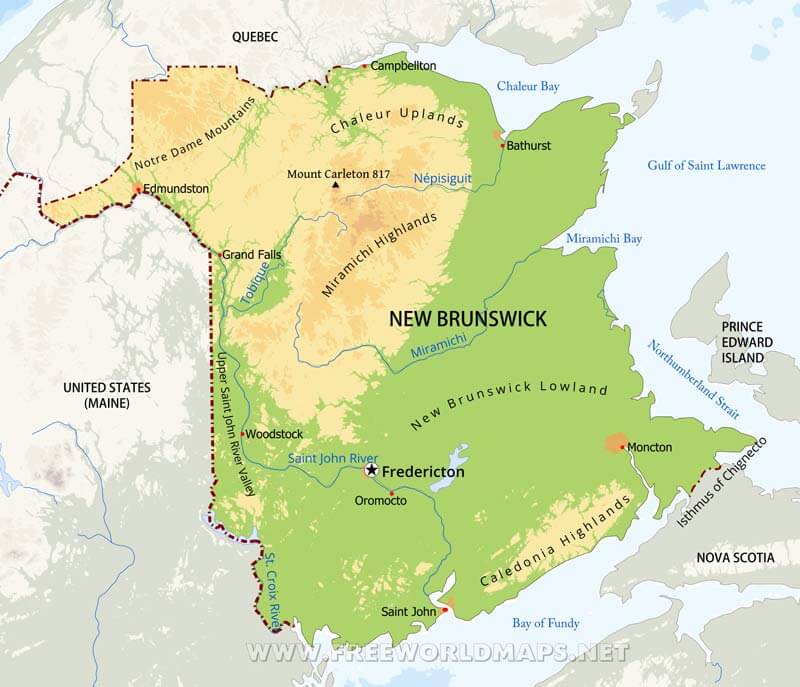 New Brunswick map New Brunswick map