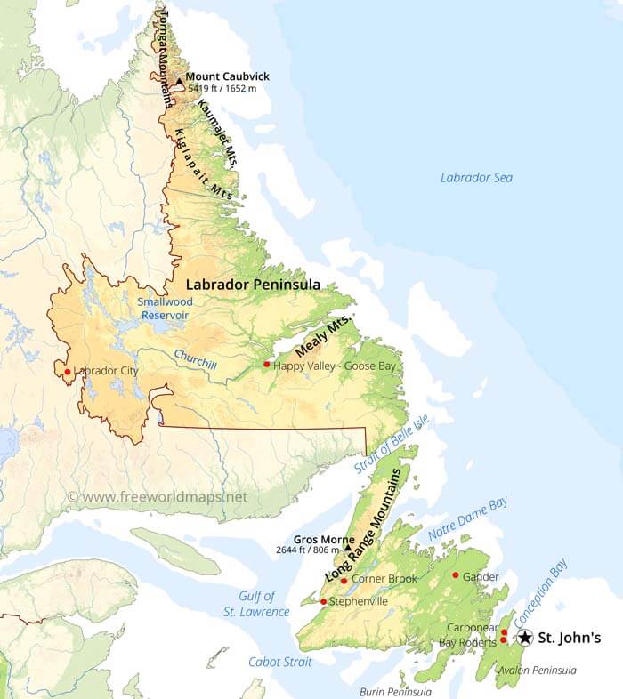 Newfoundland and Labrador map Newfoundland and Labrador map
