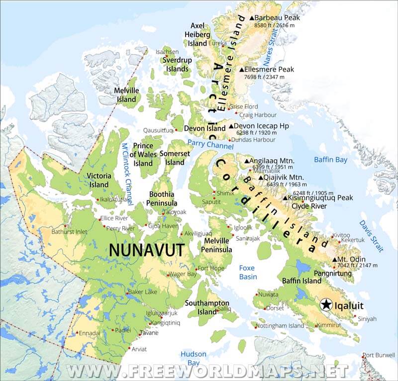 Nunavut map Nunavut map
