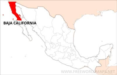 Baja California location on Mexico map