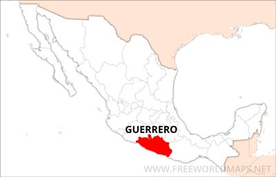 Guerrero location on Mexico map