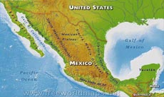Physical map of Mexico