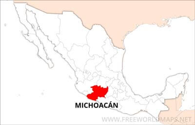 Michoacán location on Mexico map