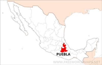 Puebla location on Mexico map