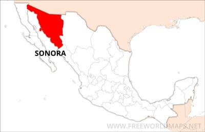 Sonora location on Mexico map